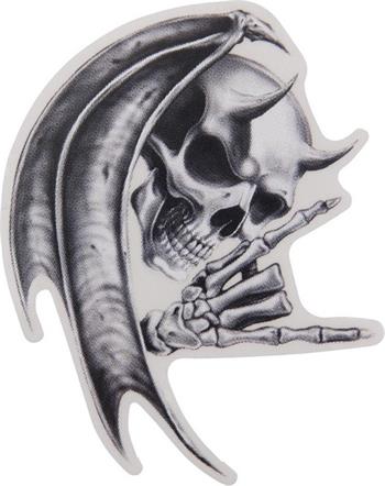AUFKLEBER MINI TOTENKOPF TEUFELMASSE: 6,8 X 8,5 cm