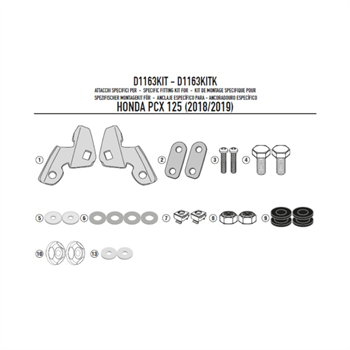 D1190KIT montážní sada Honda PCX 125 (21) k plexi 1190DT
