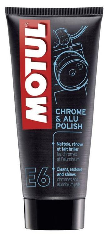 Motul E6 Chrome & Alu Polish 100 ml Chrome & Alu Polish čistí a obnovuje chrómované a hliníkové diel