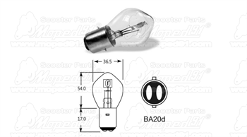 Žiarovka 6V 25/25W Ba20d HALOGEN, SIMSON KR51 (81) / S50 (74-78) / S51 (87-93) / S53 (93) / S70 (87-93) / S83 (93) / SR5